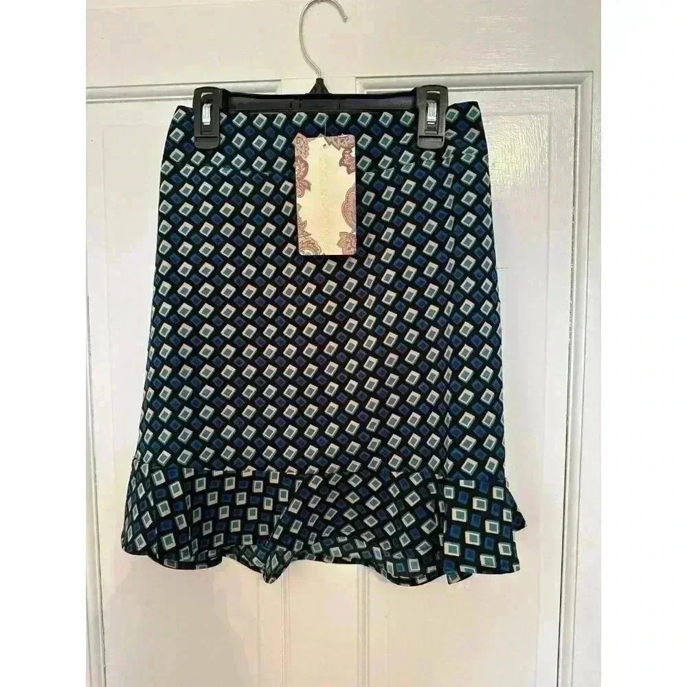 Band of Gypsies Geometric Print Mini Skirt with‎ ruffle size S NWT